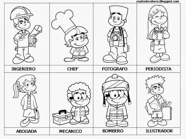 Maestra de Primaria: Dibujos de oficios para colorear. Profesiones ...