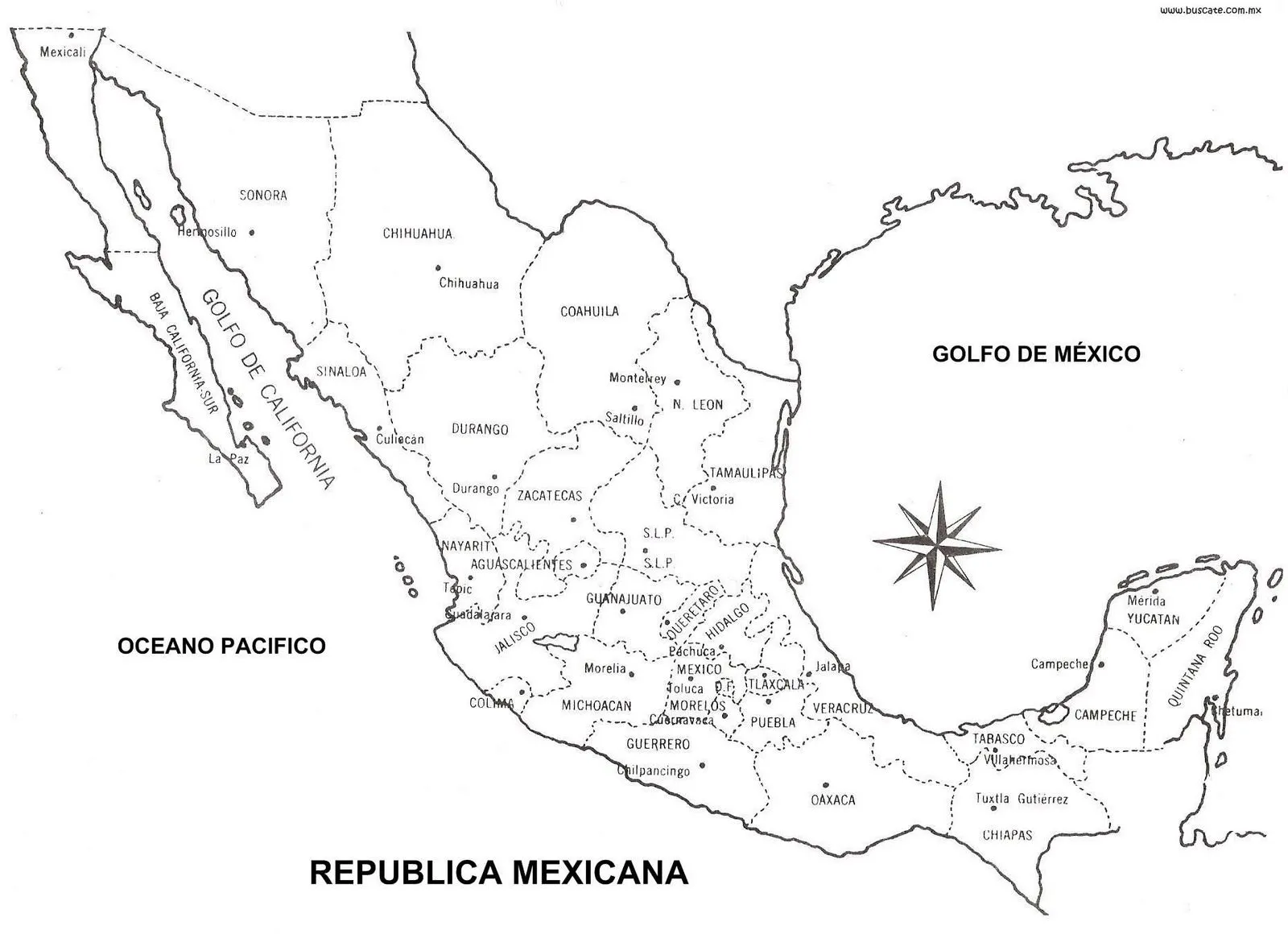 De maestro a maestro: Mapa de México con división política con nombres