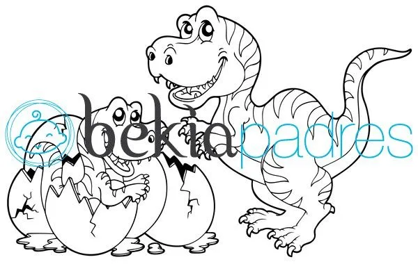 Mamá y bebé dinosaurio: dibujo para colorear