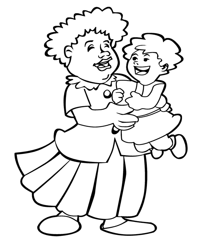 Mamá con su hija para colorear ~ Dibujos para Colorear Infantil