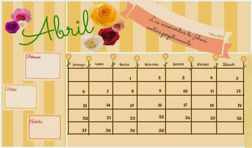 Mami Educadora Personal: Calendario Abril 2,014. ¡Imprimible Gratis!