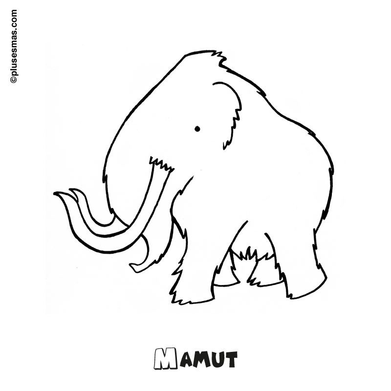 Mamut para colorear. Colorear con niños. Ocio en casa. Plusesmas.com