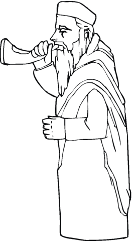 Man is playing Shofar coloring page | Super Coloring