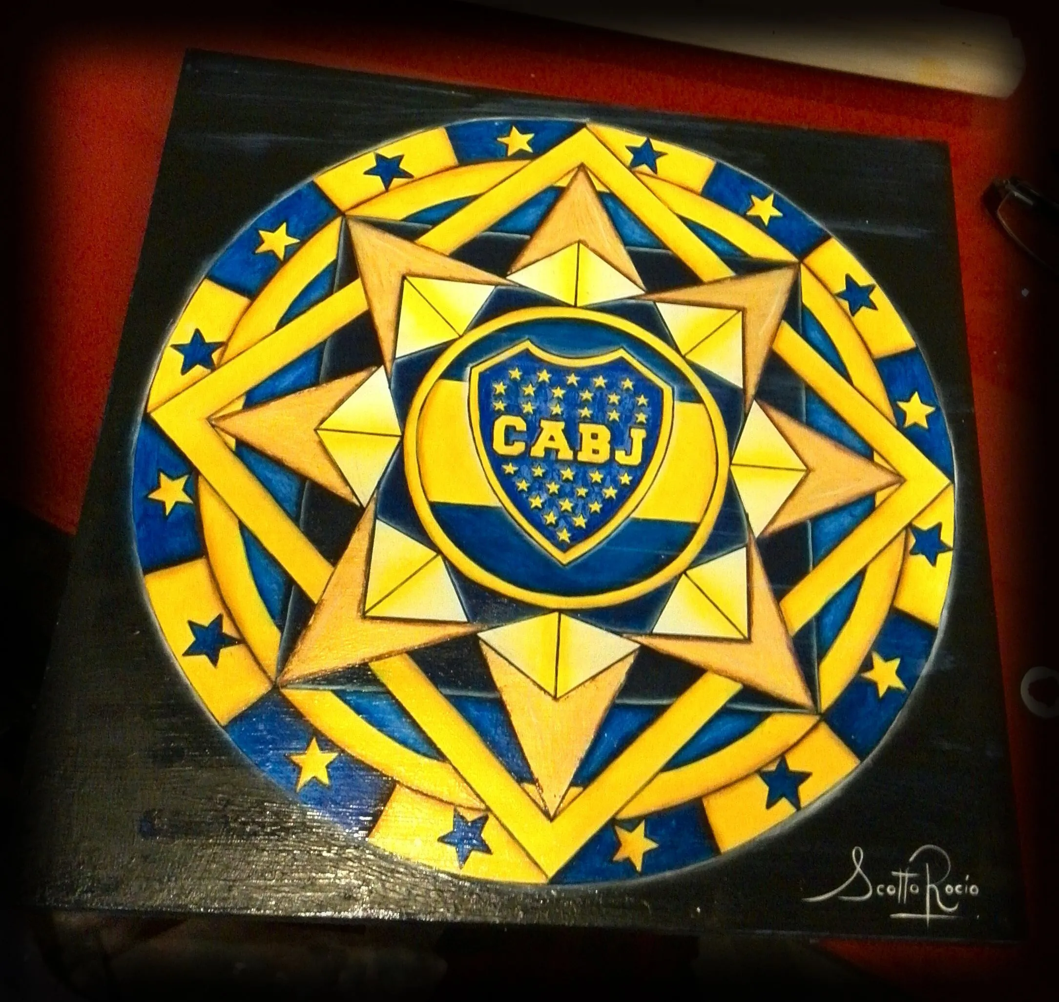 Mandala Boca Juniors. 30x30cm | Dibujos zentangle