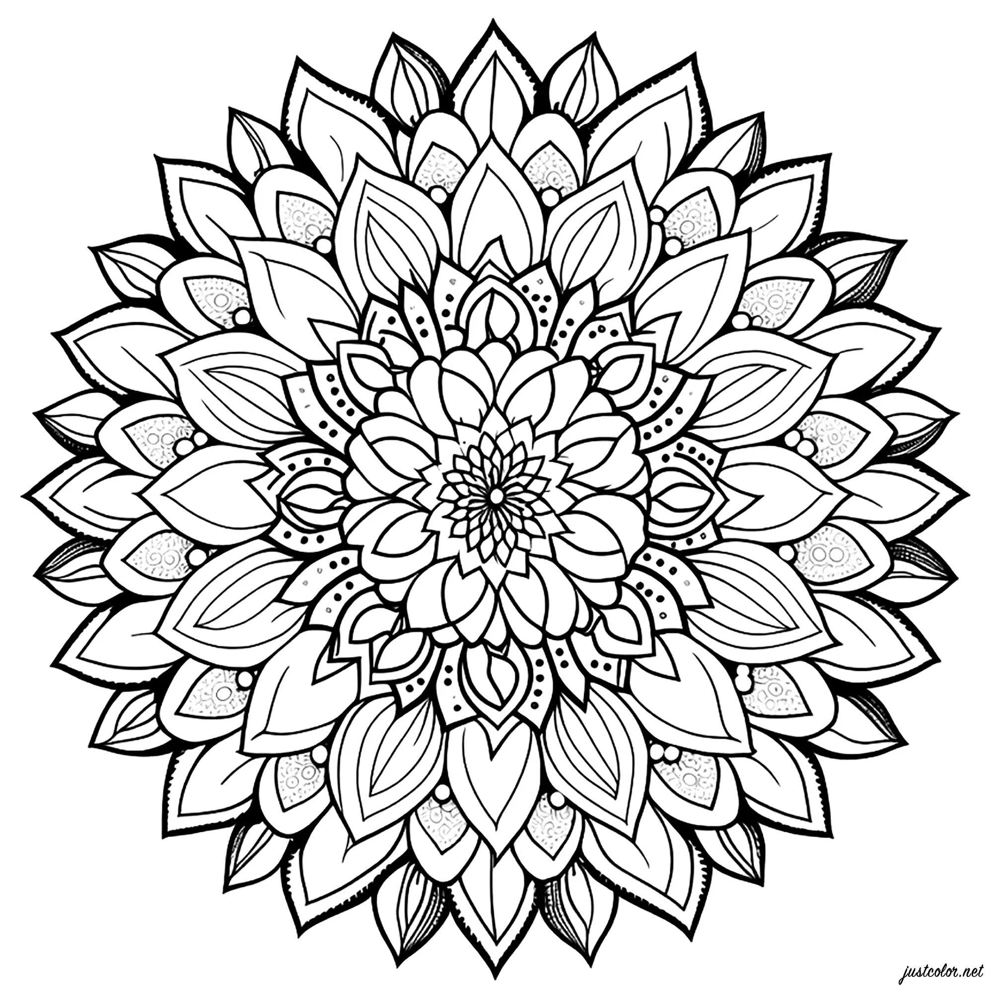 Mandala sencillo con pétalos - Mandalas - Colorear para Adultos