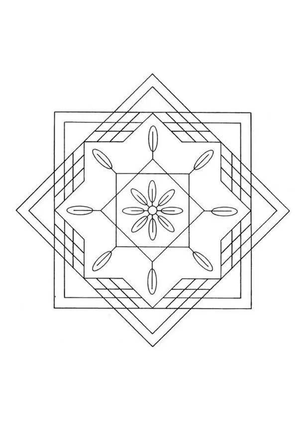 MANDALAS para niños para colorear - Mandala Cuadrados y triángulos