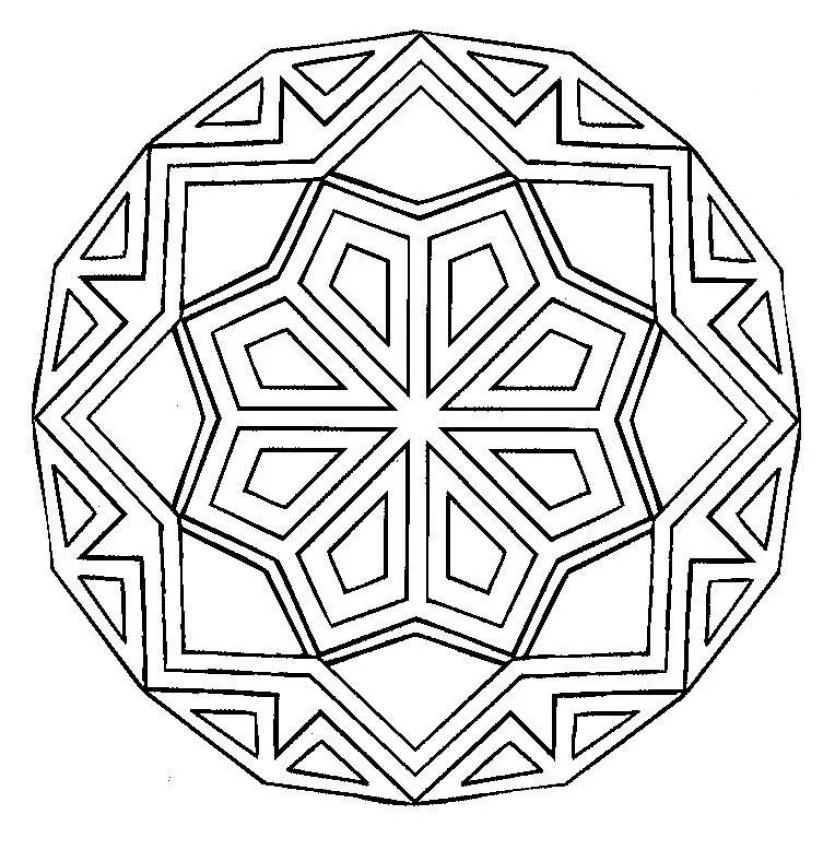 MANDALAS para niños para colorear - Mandala Líneas y curvas