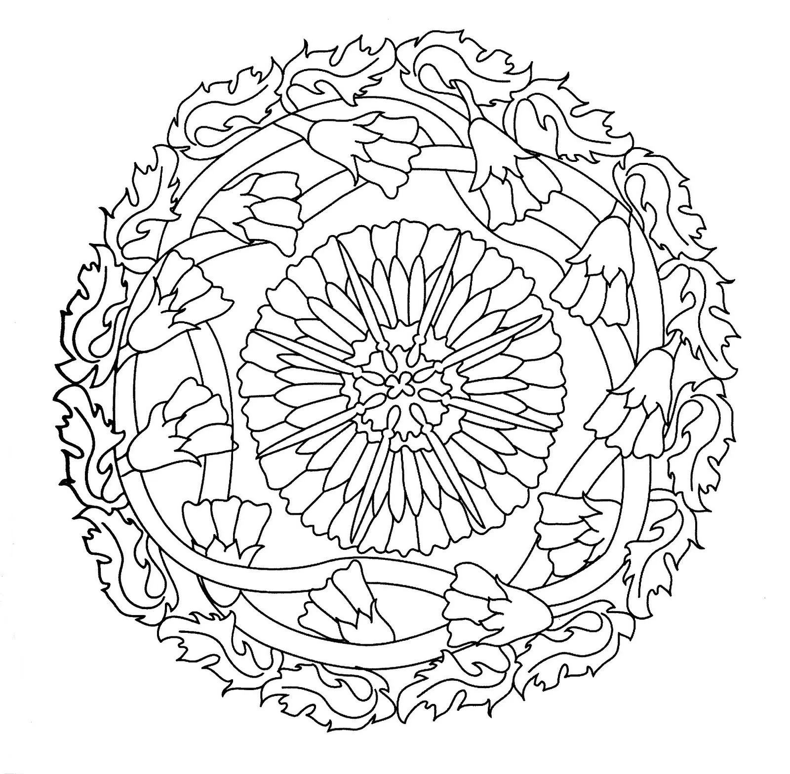 Mandalas Para Pintar: Corona de flores