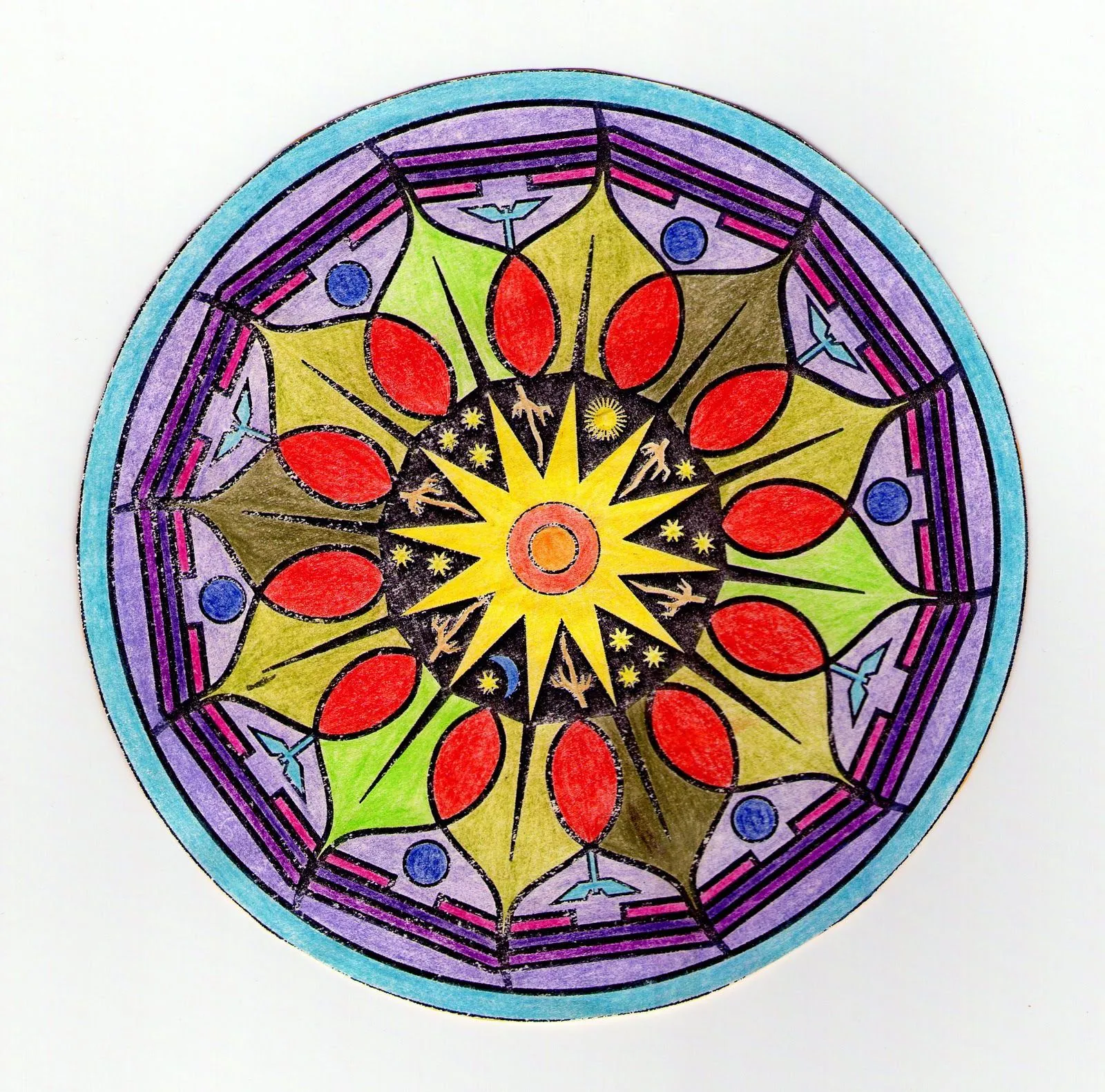 Mandalas Para Pintar: Mandala corazón con ejemplo pintado