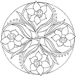 Mandalas Para Pintar: mandala con cuatro flores