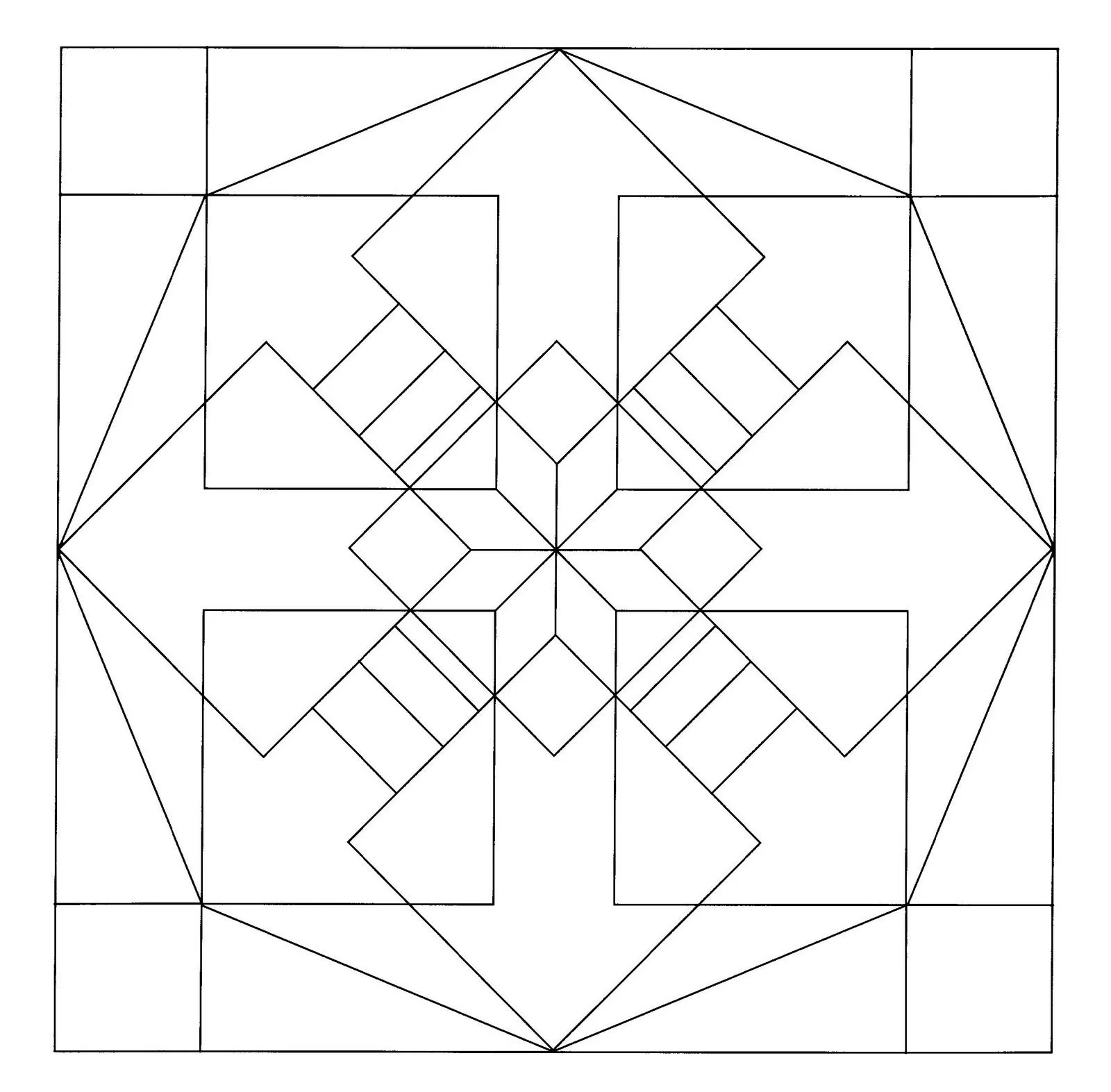 Mandalas Para Pintar: Mandala geométrico dentro de un octágono