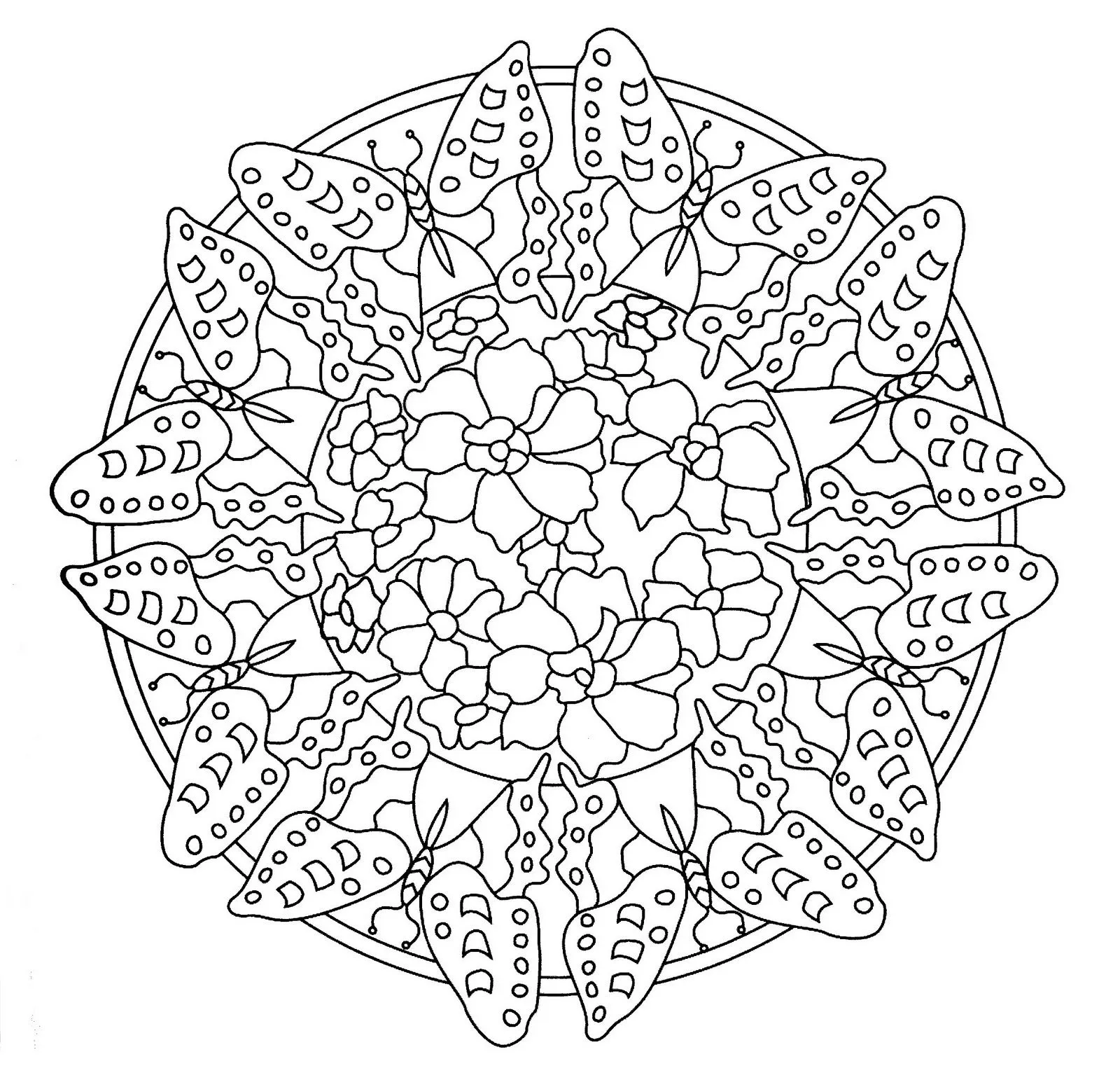 Mandalas Para Pintar: Mandala con mariposas