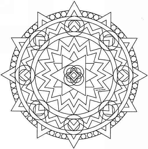 Mandalas Para Pintar: mandala de picos y círculos