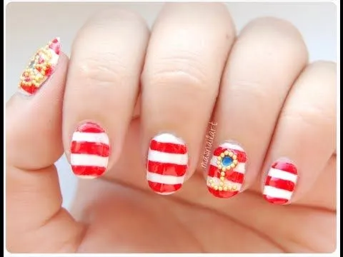 Manicura náutica o marinera en color rojo - YouTube