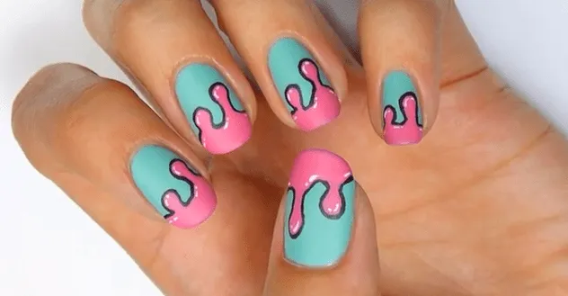 Manicure Estilo Goteo de Dibujos Animados en Tono Mate