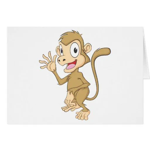 Mano que agita del mono lindo hola hola adiós tarjeta de Zazzle.
