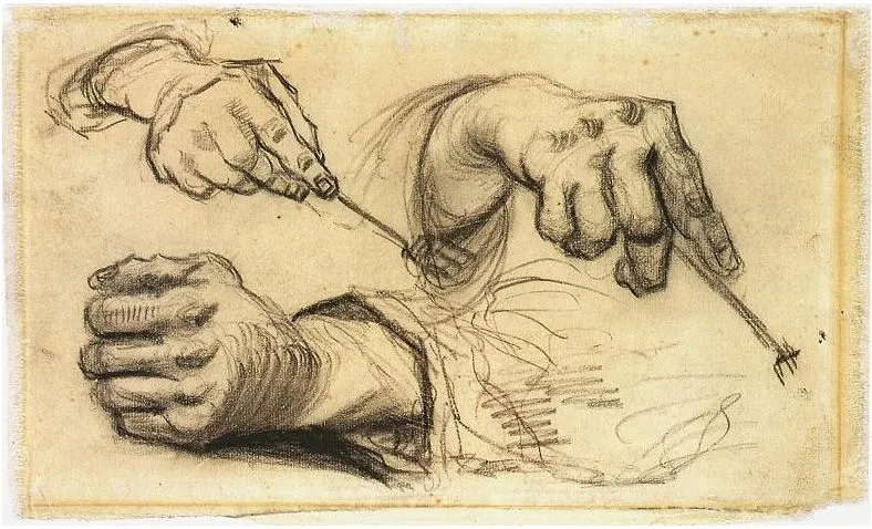 Tres manos, dos agarrando tenedores de Vincent van Gogh | 1618 ...