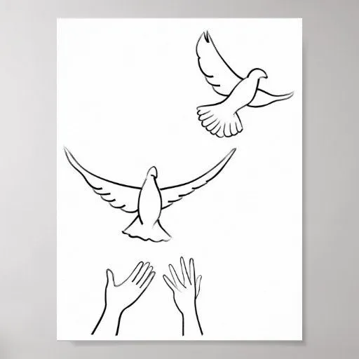 Manos que lanzan palomas posters de Zazzle.