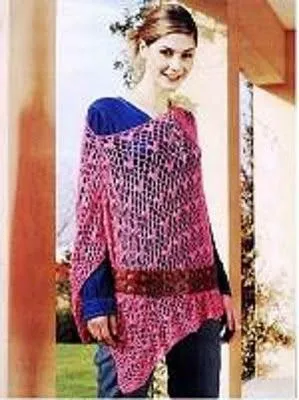 DE MIS MANOS TEJIDOS Y MAS...: Poncho rosa a crochet