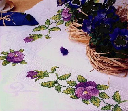 Mantelerias punto de cruz (pág. 26) | Aprender manualidades es ...