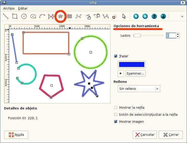 Manual gimp 2.6 dibujar rectas circulos cuadrados poligonos estrellas