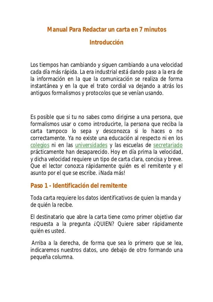 Manual para redactar un carta en 7 minutos