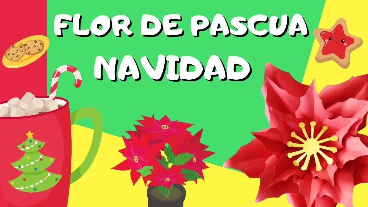 Manualidad de Flor de Pascua navideña con papel