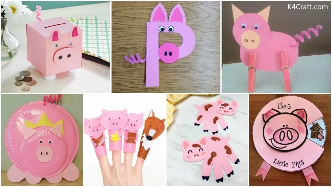 MANUALIDADES DE CERDO ROSA PARA PREESCOLARES Y NIÑOS PEQUEÑOS