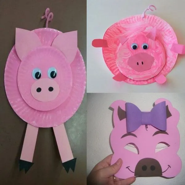 MANUALIDADES DE CERDO ROSA PARA PREESCOLARES Y NIÑOS PEQUEÑOS