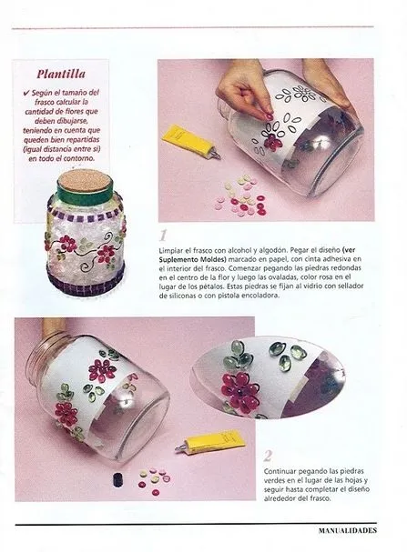 Manualidades :Frascos decorados :