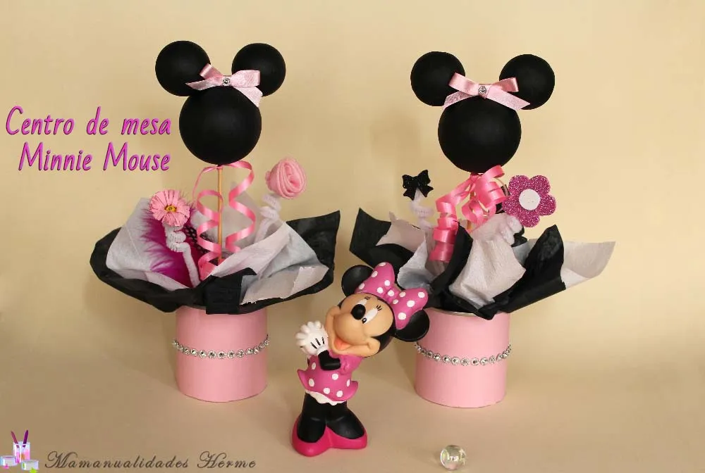 Manualidades Herme: Como hacer centros de mesa de Minnie Mouse