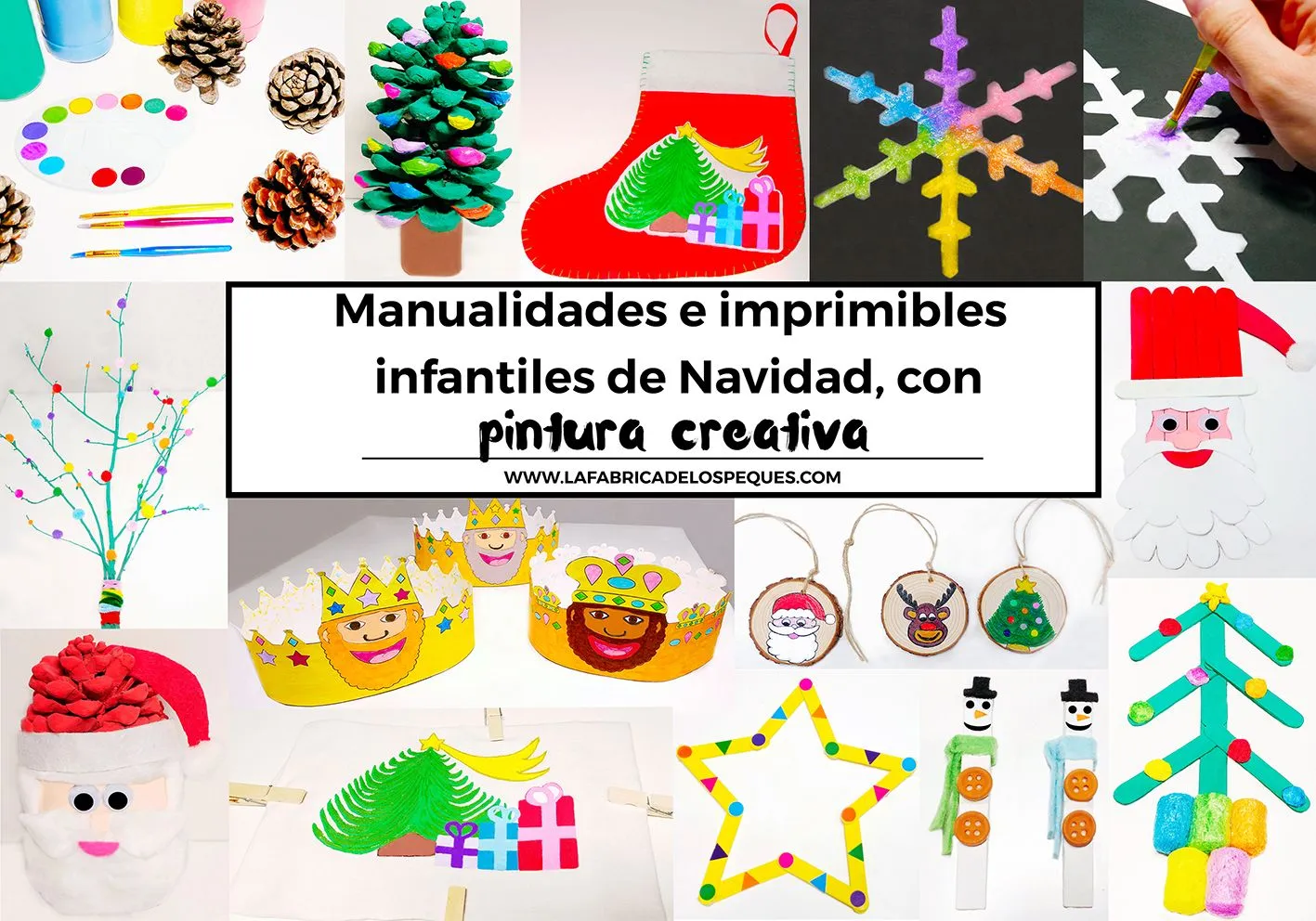 Manualidades e imprimibles infantiles de Navidad con pintura creativa - La fábrica de los peques