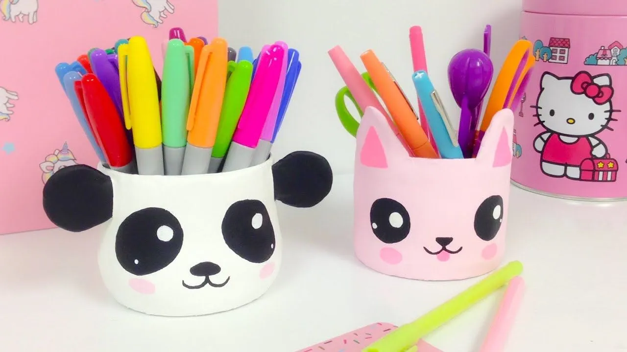 Manualidades KAWAII,organizador (ideas para decorar)panda y gato ...