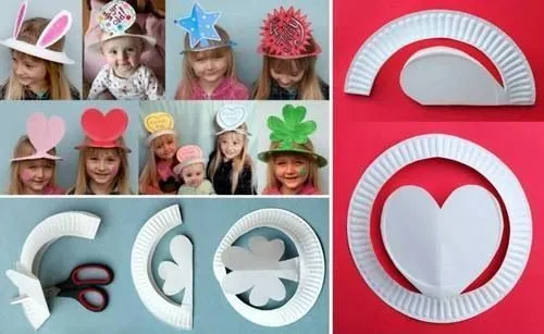 Sombreros con platos desechables | Manualidades para niños | Pinterest