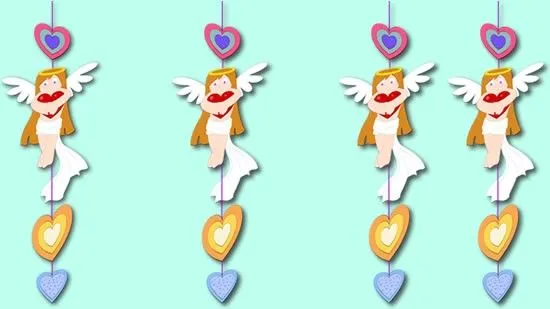 Manualidades de SAN VALENTIN - Tiras de corazones y ángeles