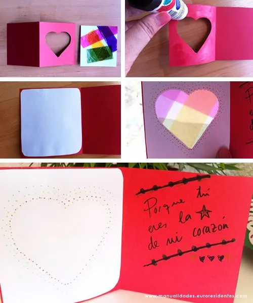 Manualidades: Tarjeta con corazón de colores