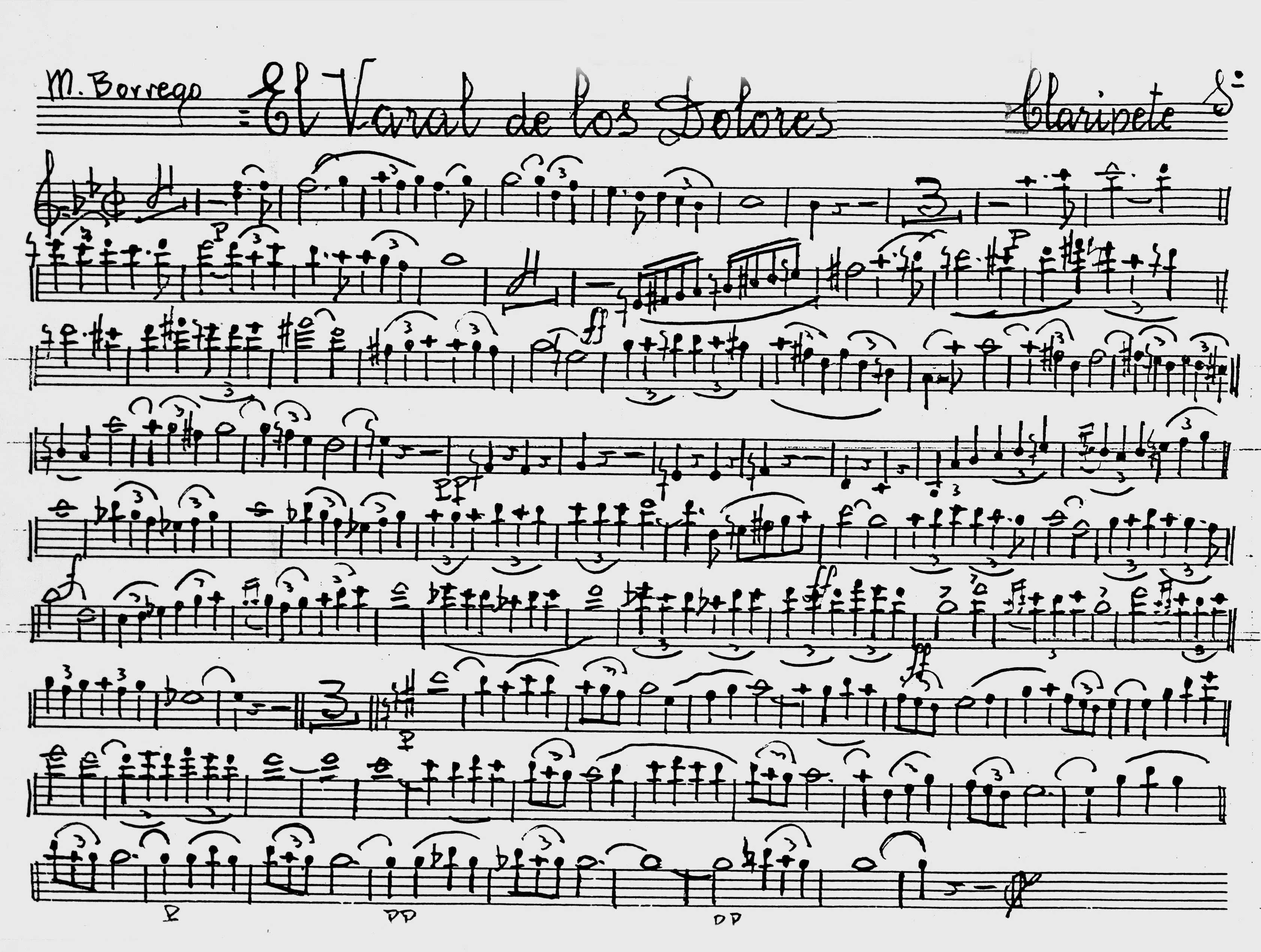 Manuscrito de Manuel Borrego para Clarinetes 1º en El Varal de los ...