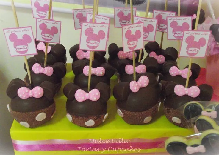 Manzanas c/chocolate Minnie Mouse ... by Dulce Villa - Tortas y ...