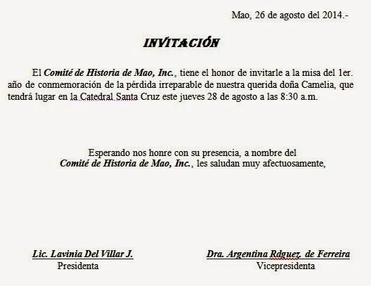 Mao en el Corazón: INVITACIÓN A MISA EN HONOR A DOÑA CAMELIA AL ...