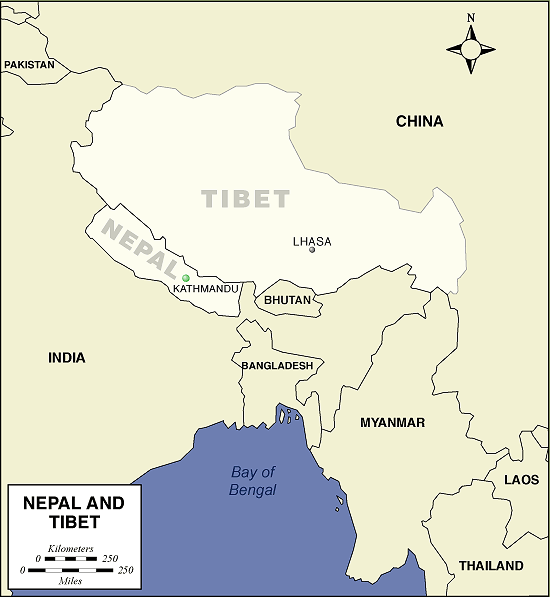 Map of Nepal & Tibet - The Art of Asia - History and Maps