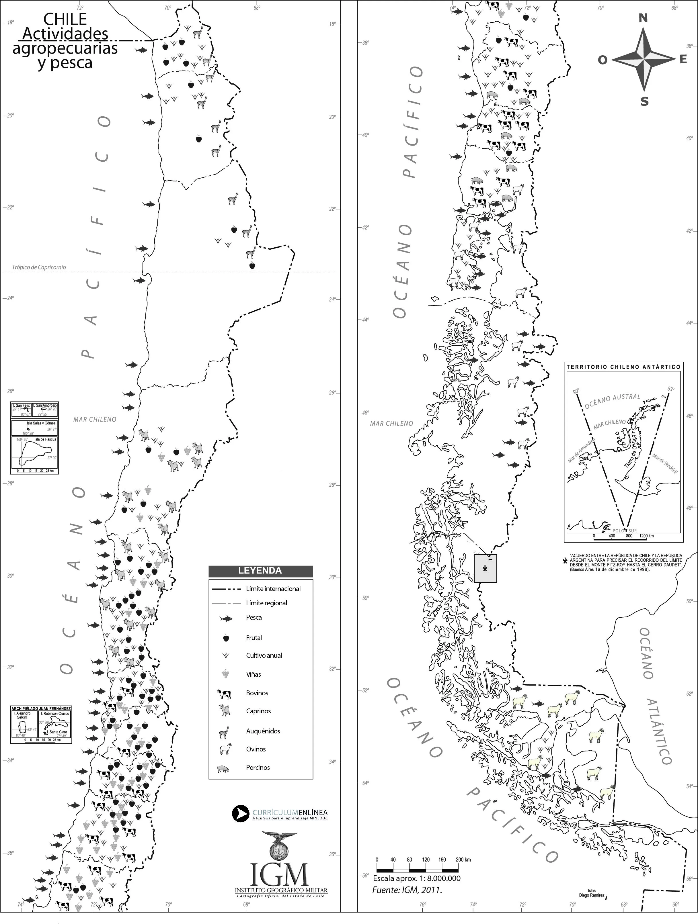 Mapa actividad agropecuaria y pesca en blanco y negro - Currículum ...