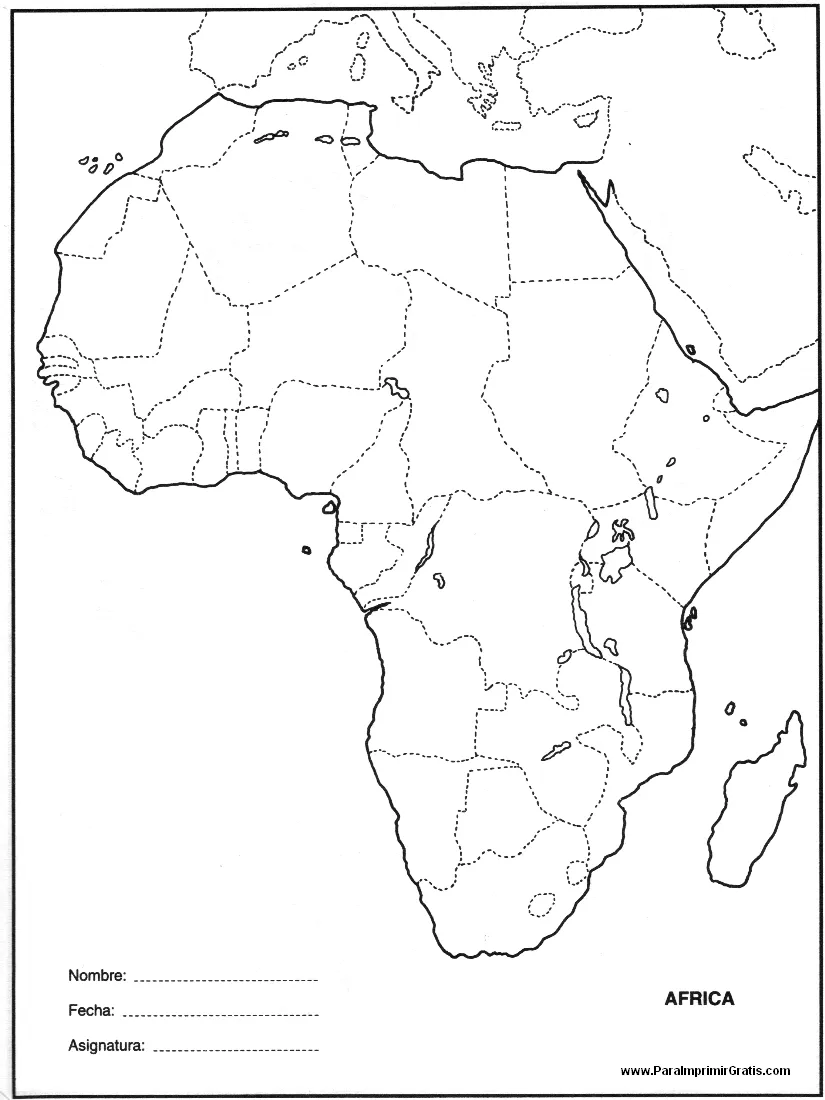 Mapa de África - Para Imprimir Gratis - ParaImprimirGratis.