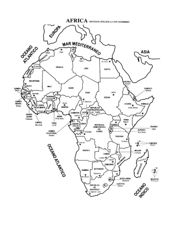 Mapa de África con nombres y sin nombres - Descarga ahora