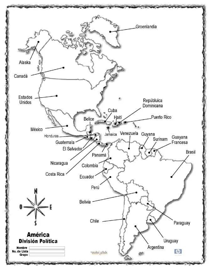 Mapa de america del norte con nombres y division politica - Imagui