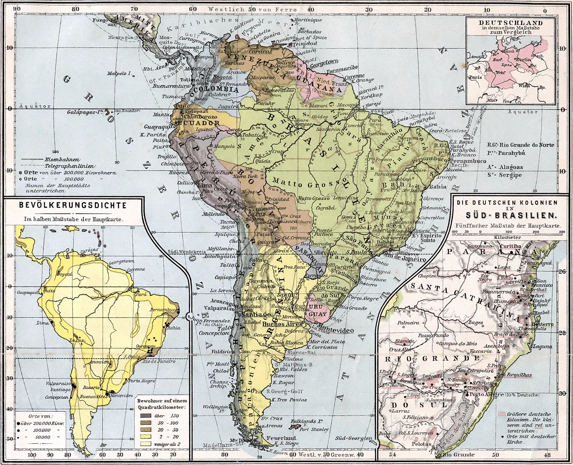 Mapa de América del Sur 1905 - Tamaño completo