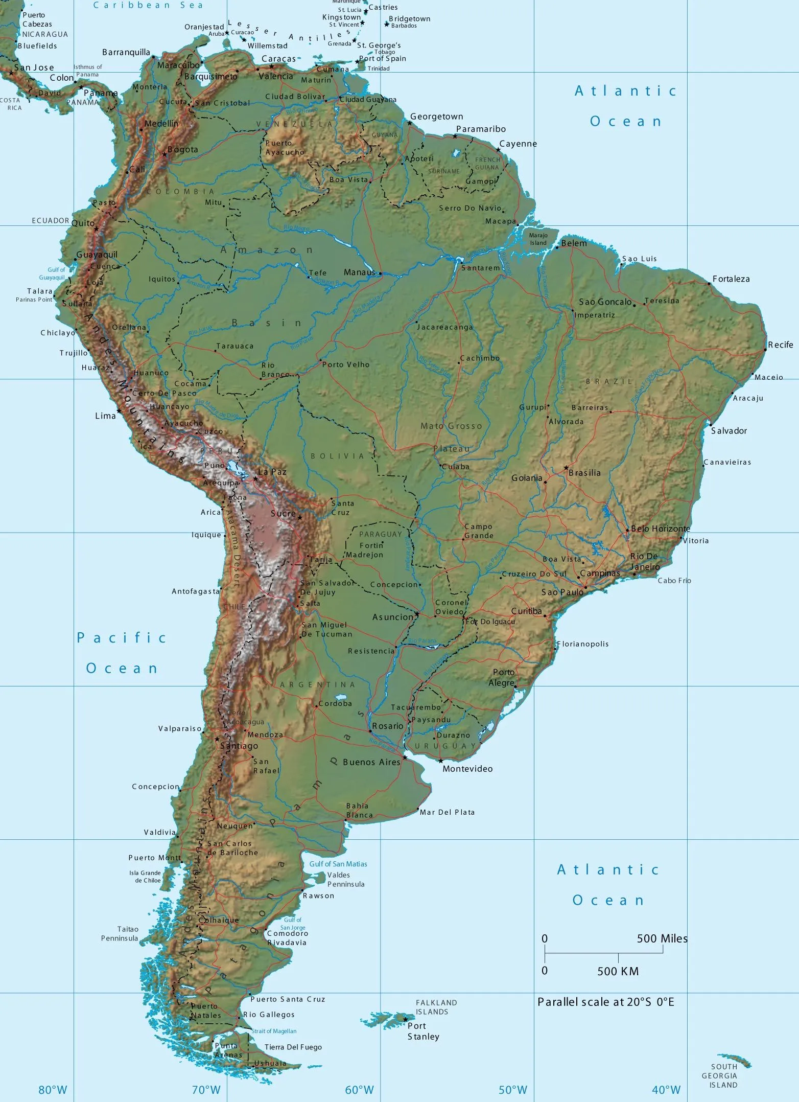 Mapa de América del Sur; mapa da América do Sul; map of South ...