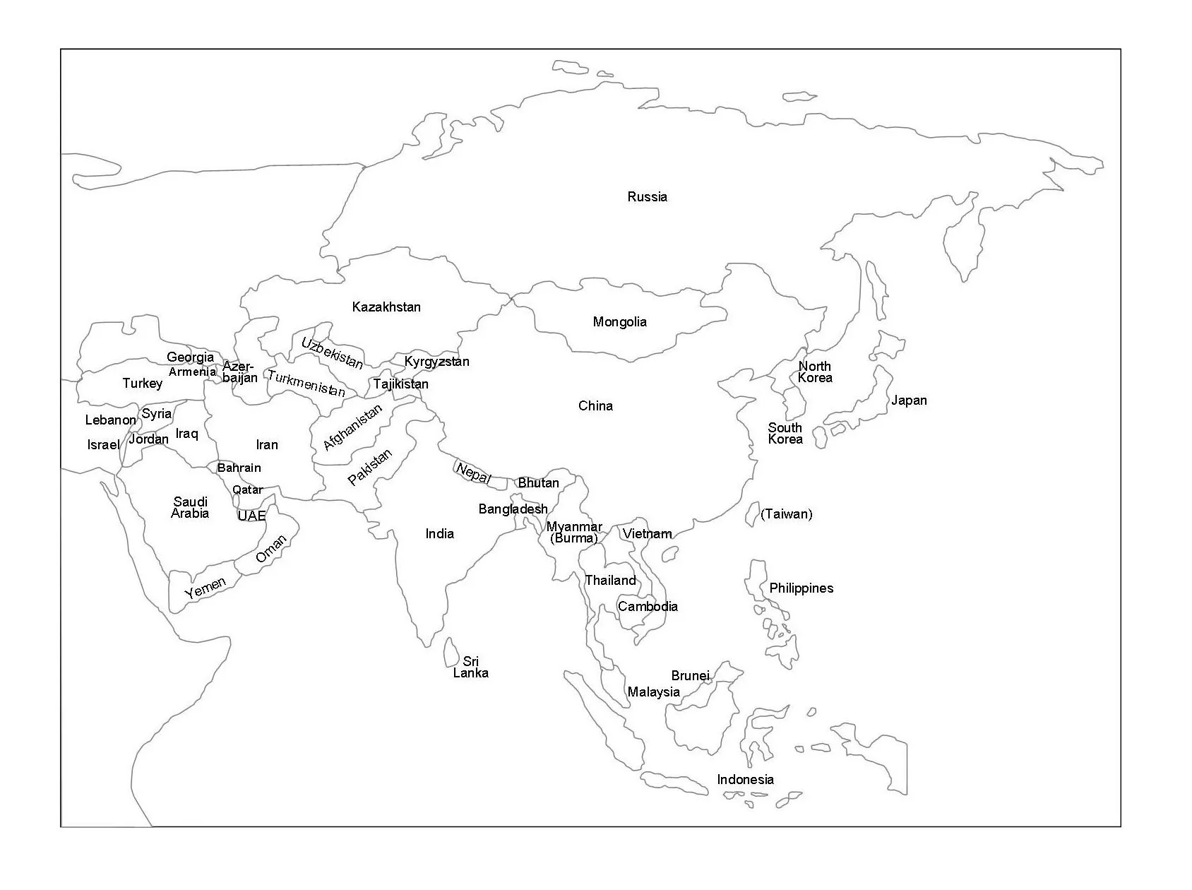 ▷ Mapa de Asia para imprimir | Mapamundi Político | Físico | Mudo | Con  nombres