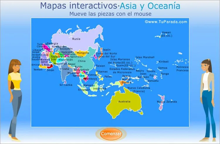 Mapa de Asia y Oceanía para armar.. Mapas, ver tarjetas, postales ...