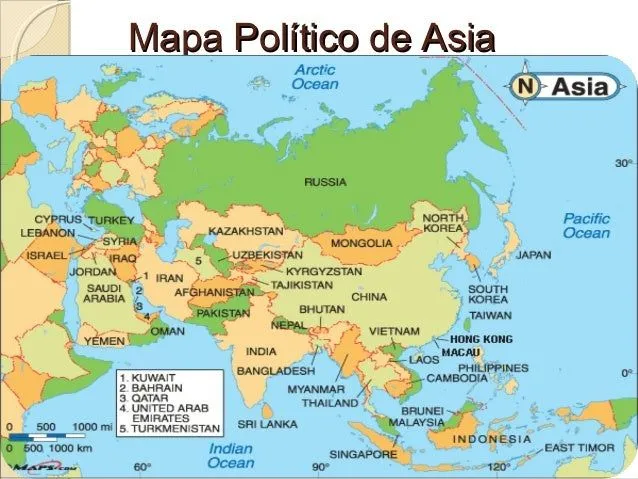 El mapa de asia con sus paises y capitales - Imagui