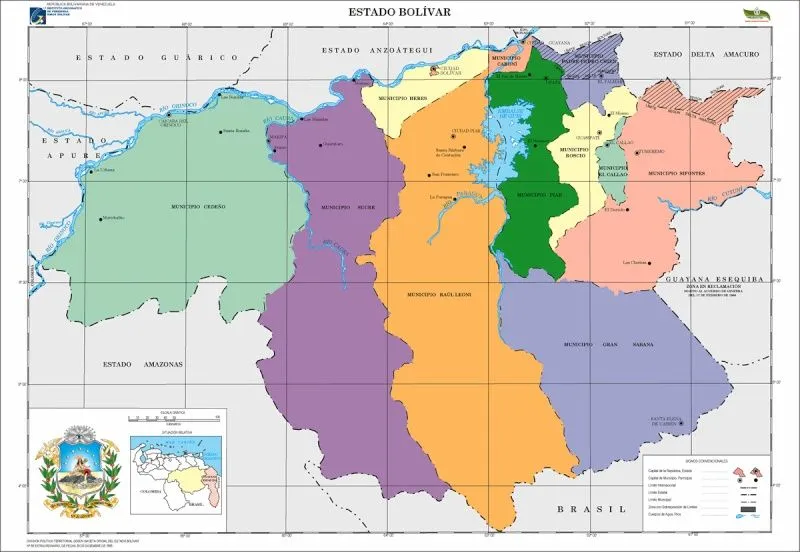 mapa del estado bolívar Colouring Pages